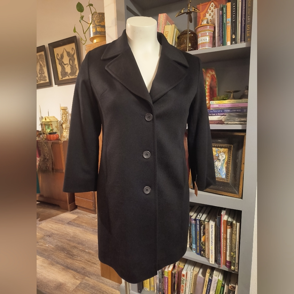 Vintage Fleurette Cashmere Coat Black Women's XL